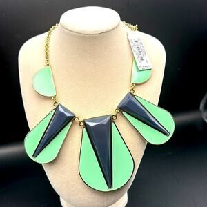 Anna and Ava Statement Necklace w/ Mint & Black Geometric Pendants (NWT)